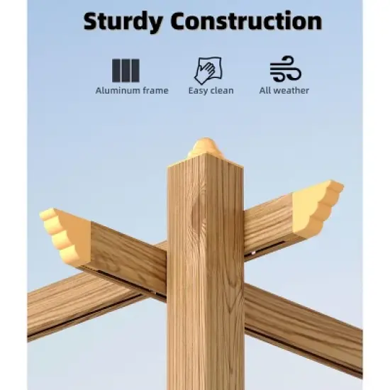 10x13 Ft Outdoor Aluminum Pergola, Heavy-Duty Woodgrain Patio Pergola with Retractable Canopy Sun Shade Cover, UV-Resistant Metal Gazebo image {3}