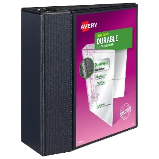 Avery Durable View 3 Ring Binder, 5 Inch EZD Rings, 1 Black Binder (09900) image {7}