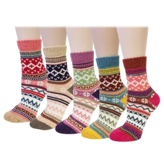 Wrapables Women's Thick Winter Warm Wool Socks (Set of 5), Pastel image {6}
