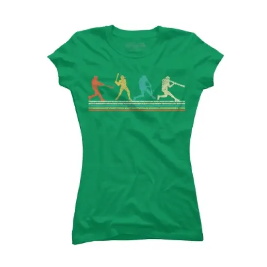 Junior's Design By Humans Vintage Distressed Baseball Swing By LuckyCharm99 T-Shirt image {8}