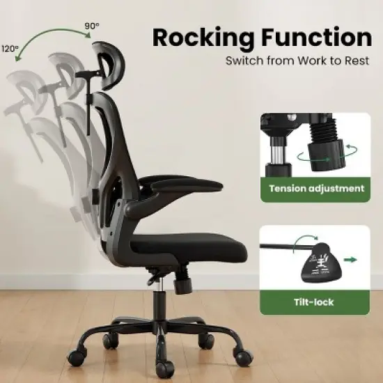 PAGED Ergonomic Office Chair with Headrest, High Back Gaming Chair with Armrests and Adjustable Lumbar Support for Home Office image {2}