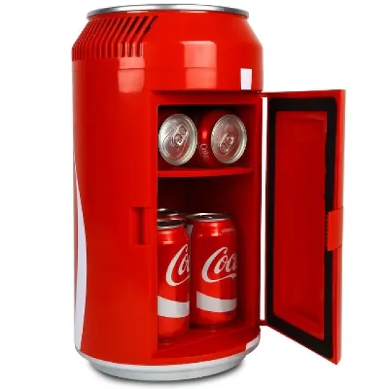 Coca-Cola 8 Can Portable Mini Fridge 12V DC 110V AC 5.4L Cooler - Red image {6}