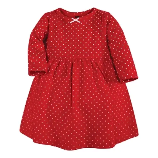 Hudson Baby Infant and Toddler Girl Cotton Dresses, Poinsettia Dot image {3}