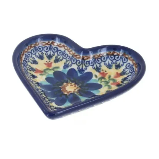 Blue Rose Polish Pottery 392 Vena Heart Dish image {3}