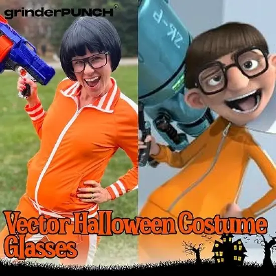 grinderPUNCH Oversized Square Frame Clear Lens Glasses  Bold Fashion Eyewear for Costume & Everyday Style image {2}