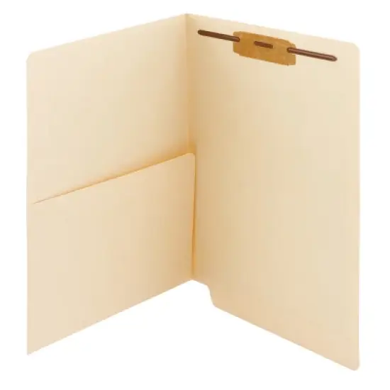 Smead End Tab Pocket Folder with Fastener, Straight-Cut Tab, 1 Pocket, Letter Size, Manila, 50 per Box (34100) image {5}