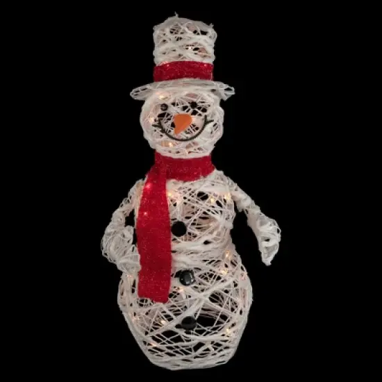 Northlight Lighted Glittered Rattan Snowman Outdoor Christmas Decoration - 28" - Clear Lights image {2}
