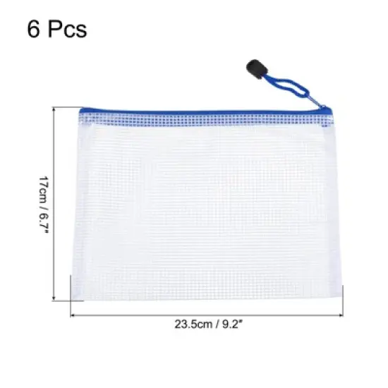 Unique Bargains PVC Waterproof Mesh Zipper Office Travel File Folders 6 Pcs image {1}