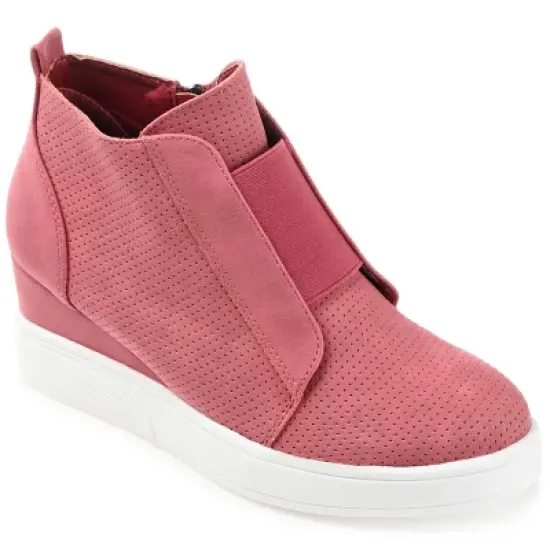 Journee Collection Womens Clara Round Toe Inside Zip Wedge Sneakers image {14}