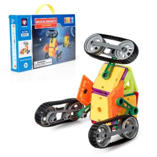 Costway 51 Pcs Magnetic Tiles Building Blocks Set Kids image {9}