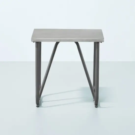 Square Faux Concrete & Metal Outdoor Accent Table - Dark Gray - Hearth & Hand&trade; with Magnolia image {2}