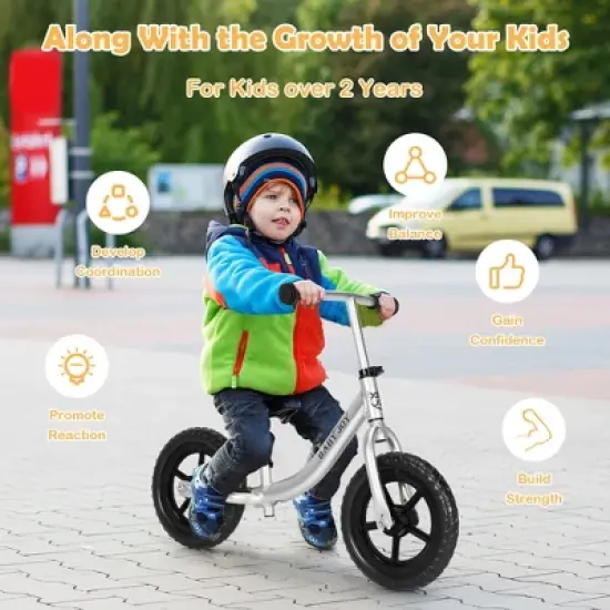 Babyjoy Aluminum Balance Bike for Kids Adjustable No Pedal Training Bicycle image {6}