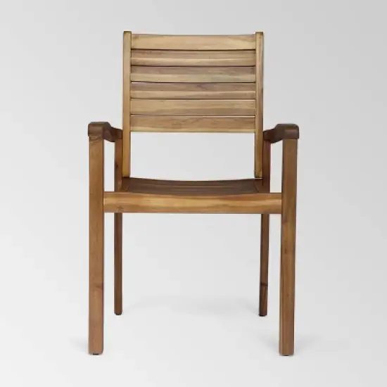 Wells 5 pc Acacia Wood Round Dining Set Teak Finish - Christopher Knight Home image {2}