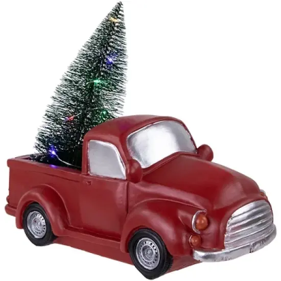 Northlight LED Lighted Pine Tree in Vintage Truck Christmas Decoration - 10" - Red image {5}