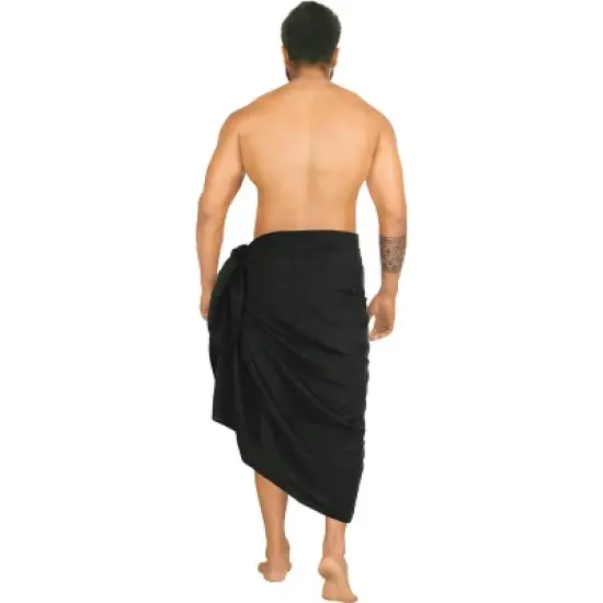 LA LEELA Men's Summer Long Vacation Sarong Beachwear Holidays Wrap Lava Lava Beach Cover Up Sarongs For Men One Size Jade, Palm Tree image {4}