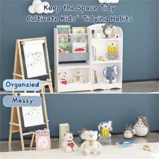 YONWAY Kids Bookcase and Bookshelf, Multifunctional Toy Storage Organizer with Collapsible Drawers for Bedroom, Playroom and Hallway image {5}