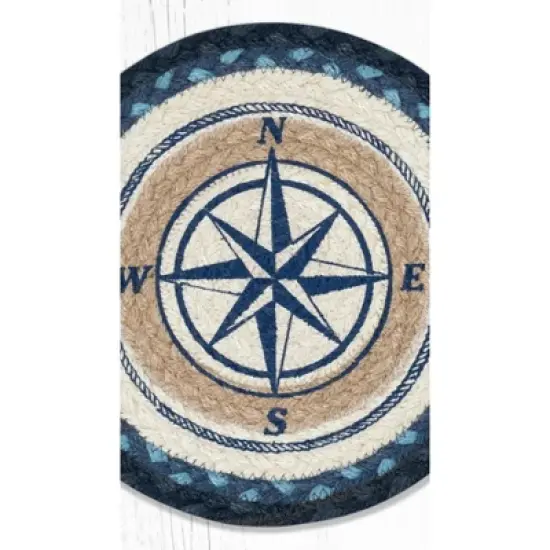 Earth Rugs Compass Rose Decorative Printed Round Trivet 10" Rustic Coastal Accent image {2}
