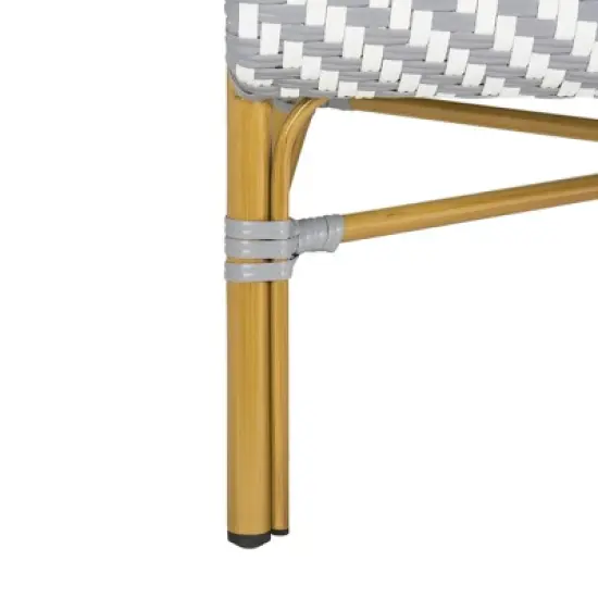 Dandra Herringbone Rattan Settee - Grey/White - Safavieh image {7}
