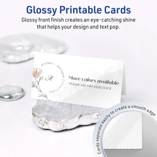 Avery Printable Tent Cards, 2-1/6" x 4", Glossy White, 200ct image {1}