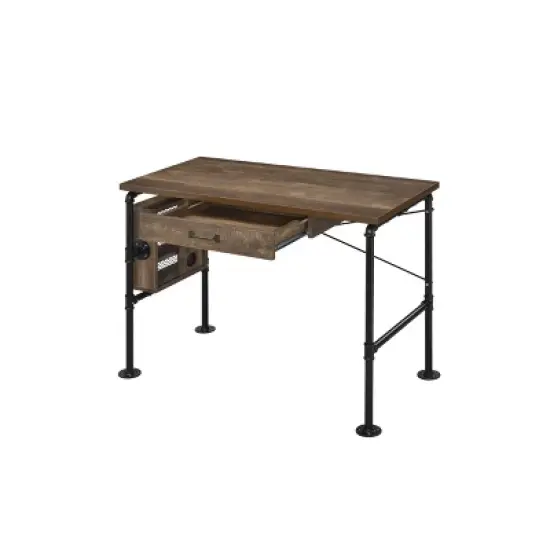 Endang Writing Desk Weathered Oak/Black - Acme Furniture image {4}
