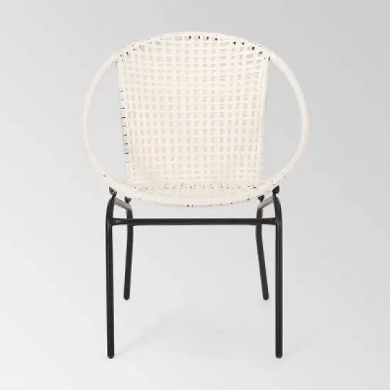 Java 3pc Faux Rattan Modern Chat Set - White - Christopher Knight Home image {3}