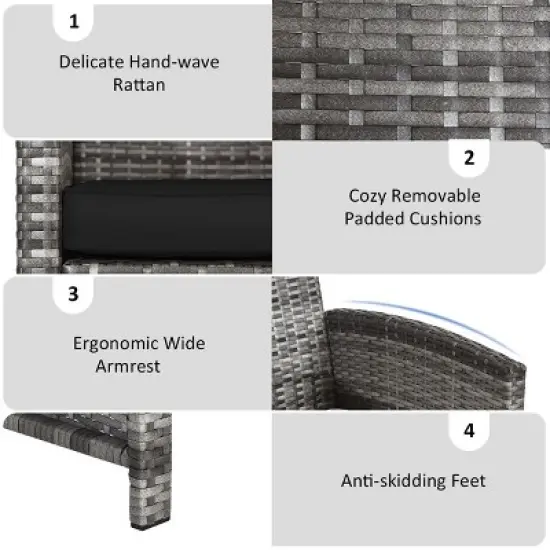 Tangkula 4-Piece Outdoor Patio Furniture Set Rattan Wicker Conversation Sofa Set Black image {2}