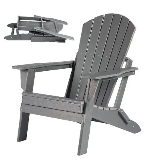 Folding Adirondack Chair, Heavy All-Weather Oversized Folding HDPE Outdoor Lawn Chair for Poolside Backyard Lawn image {2}