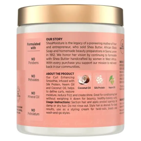 SheaMoisture Smoothie Curl Enhancing Cream for Thick Curly Hair Coconut and Hibiscus image {1}