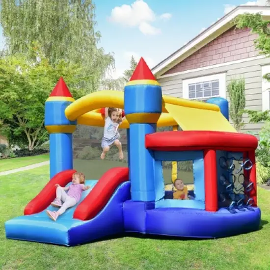Costway InflatableBounce House Castle Slide Bouncer Kids Shooting Net/Without Blower image {2}