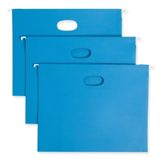 Smead Hanging Pockets with Full-Height Gusset, 1 Section, 2" Capacity, Letter Size, 1/5-Cut Tabs, Sky Blue, 25/Box image {4}