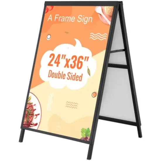 VEVOR A Frame Sidewalk Sign, 24x36 Inch Heavy Duty Slide-in Signboard Holder, Steel Pavement Sign Poster for Outdoor Business Street Advertising image {8}