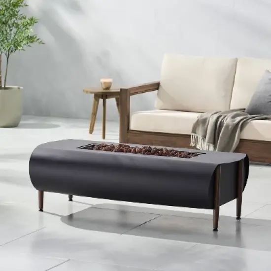 Shenandoah Outdoor 50000 BTU Rectangular Fire Pit Dark Gray/Wood - Christopher Knight Home image {4}