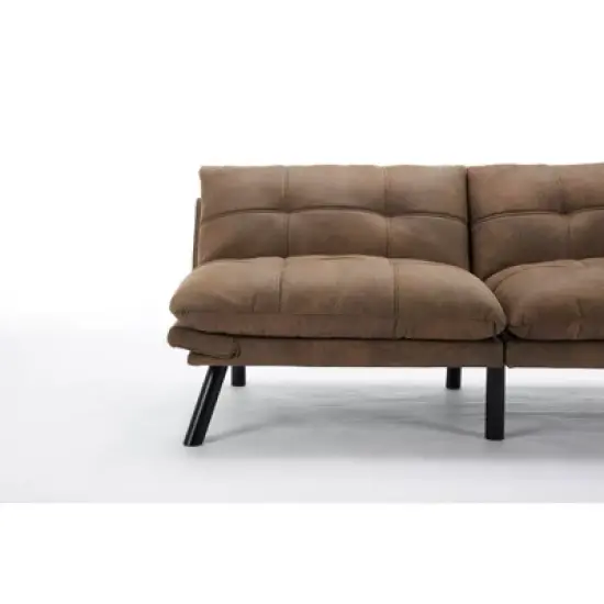 Leatehr Feeling Brown Convertible Folding Modern sofa Bed image {4}