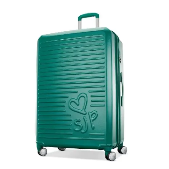 Sarah Jessica Parker Signature Hardside Expandable Large Checked Spinner Suitcase - Emerald image {9}