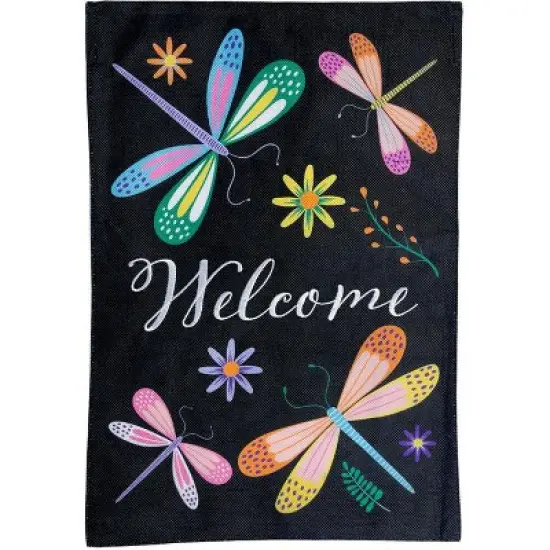 Colorful Dragonflies Spring Burlap Garden Flag Welcome 12.5"x18" Briarwood Lane image {2}