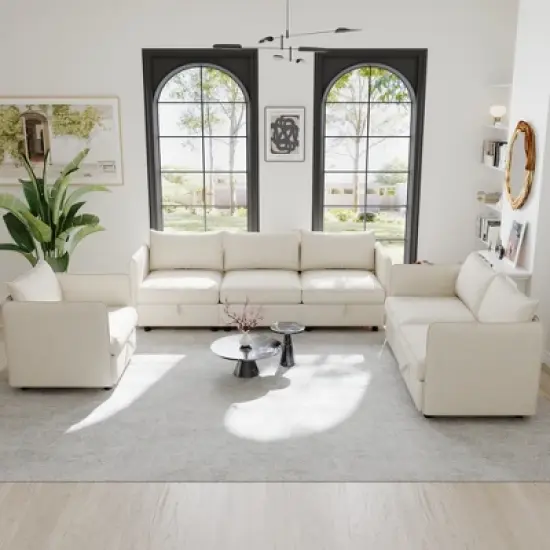 Gulches Modular Sofa Armrests Pair Solid Wood Frame, High Density Sponge, 100% Polyester Fabric, Left and Right Armrests image {3}