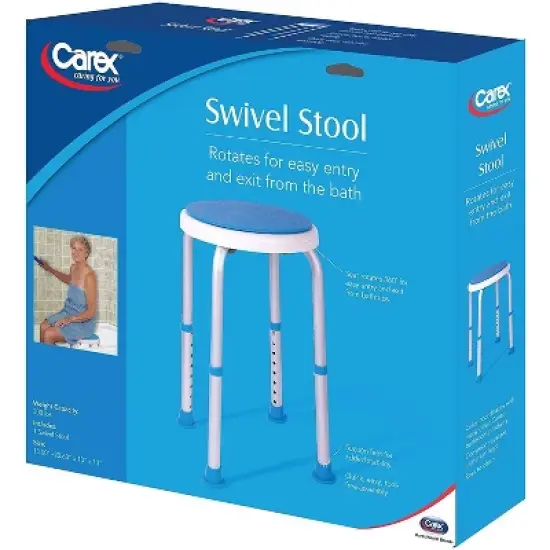 Carex Swivel Shower Stool - 360&deg; Rotating Plastic Seat, Height-Adjustable image {1}