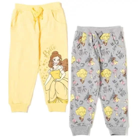 Disney Princess Moana Belle Rapunzel Jasmine Ariel Cinderella Girls 2 Pack Pants Toddler image {7}