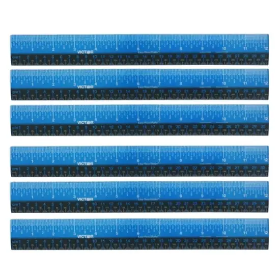 Victor Easy Read&trade; Ruler, Plastic, Blue/Black, 12", Pack of 6 image {5}