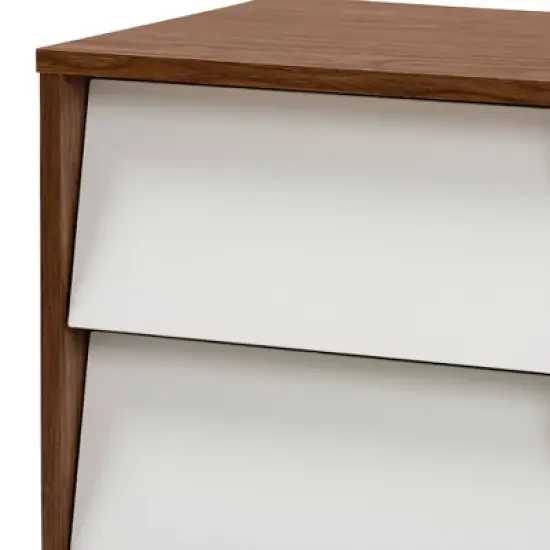 3pc Hildon Two-Tone Wood Storage Set White/Walnut Brown - Baxton Studio image {5}