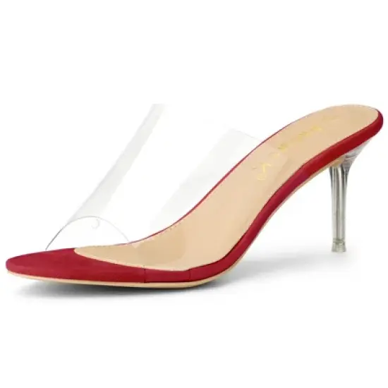 Allegra K Women's Clear Strap Stiletto Slide Heels Sandals image {13}