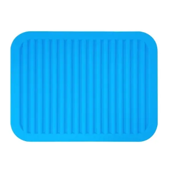 Wrapables Silicone Trivet, Multi-use Durable Flexible Non-Slip Insulated Silicone Mat (Set of 2), Blue image {1}