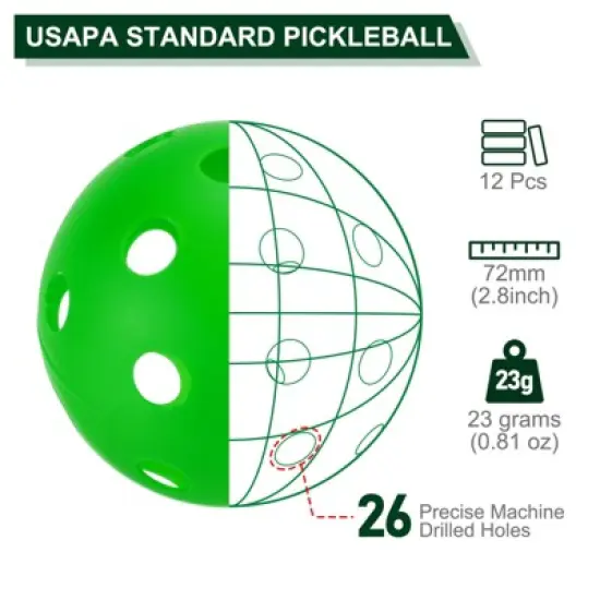 Unique Bargains Durable Precision Technology Good Balance Application Pickleball Balls 12 Pcs image {1}