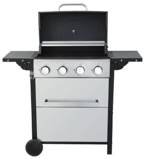 Kumasinova 4-Burner Propane Gas BBQ Grill,34200BTU Output,Stainless Steel Grills with Wire-Enameled Cooking Grids,Foldable Side Tables&Thermometer image {5}