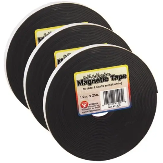 Magnetic Strips, 0.5" x 300" Per Roll, 3 Rolls image {1}