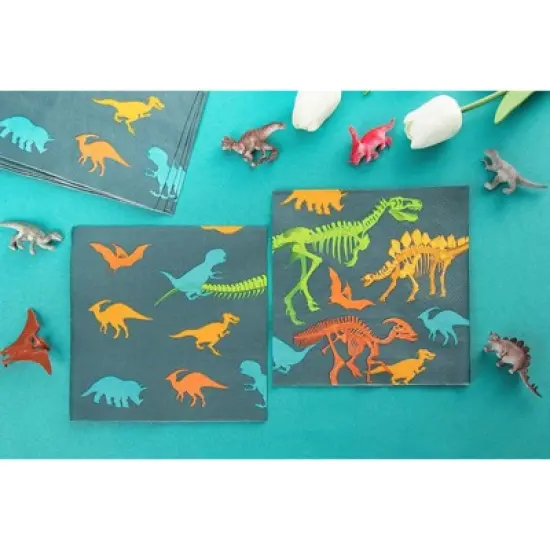 Juvale 100-Pack Gray Disposable Paper Napkins for Dinosaur Party Supplies (6.5 x 6.5 in) image {2}