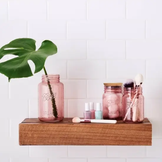 Ball 32oz 4pk Glass Regular Mouth Rose Vintage Mason Jar with Lid and Band: Pink Canning Jars, Dishwasher-Safe image {7}