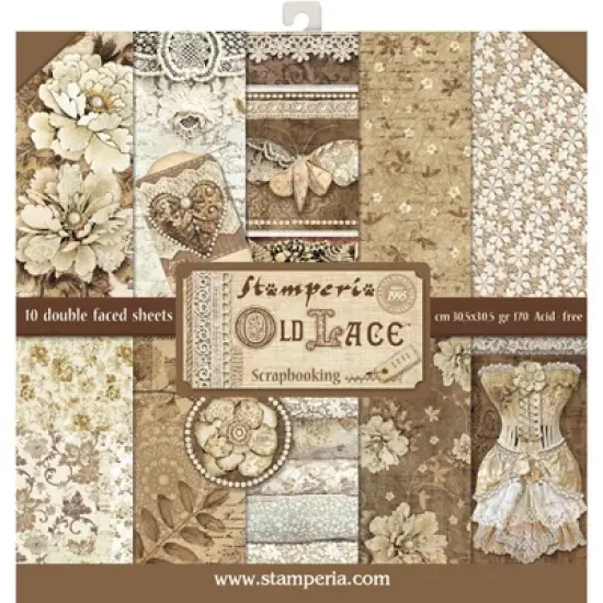 Stamperia Double-Sided Paper Pad 12"X12" 10/Pkg-Old Lace, 10 Designs/1 Each image {1}