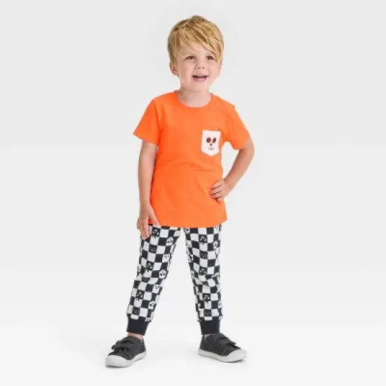 Toddler Boys' Halloween Short Sleeve T-Shirt and Jogger Pants - Cat & Jack&trade; Orange image {2}