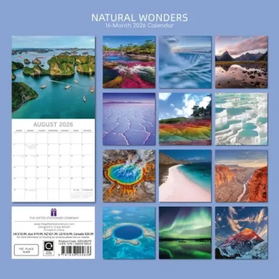 2026 Square Wall Calendar, Natural Wonders, 16-Month Natural World Theme with 180 Reminder Stickers (12x12 in) image {3}